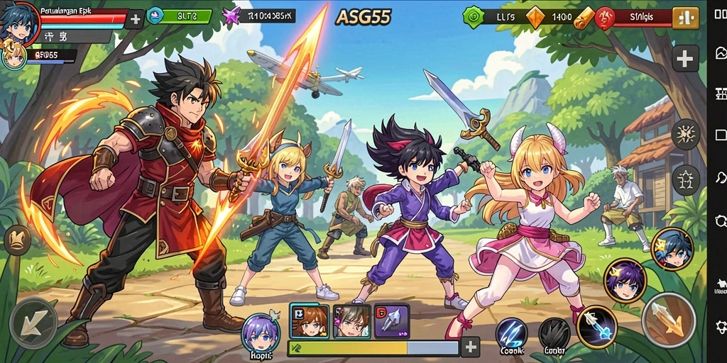 Tampilan gameplay yang mengesankan dari ASG55 dalam dunia anime.