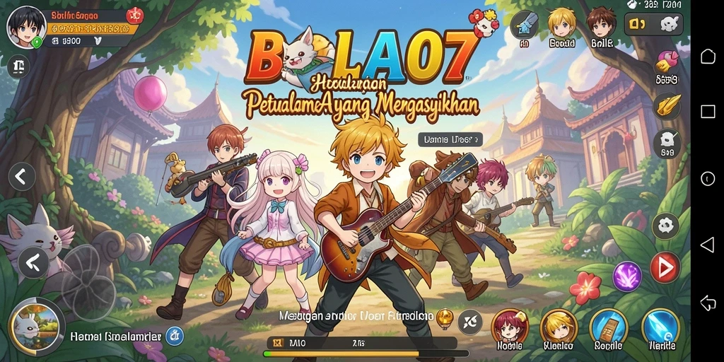 Tangkapan layar gameplay BOLA07 menampilkan aksi karakter Anime.