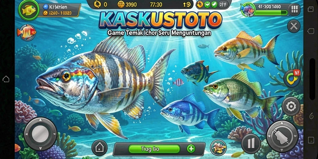 Tampilan penuh aksi dari gameplay Tembak Ikan KASKUSTOTO.