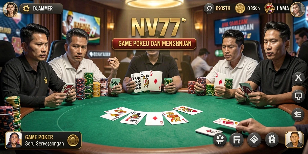 Tampilan gameplay Poker yang mendebarkan di NV77.