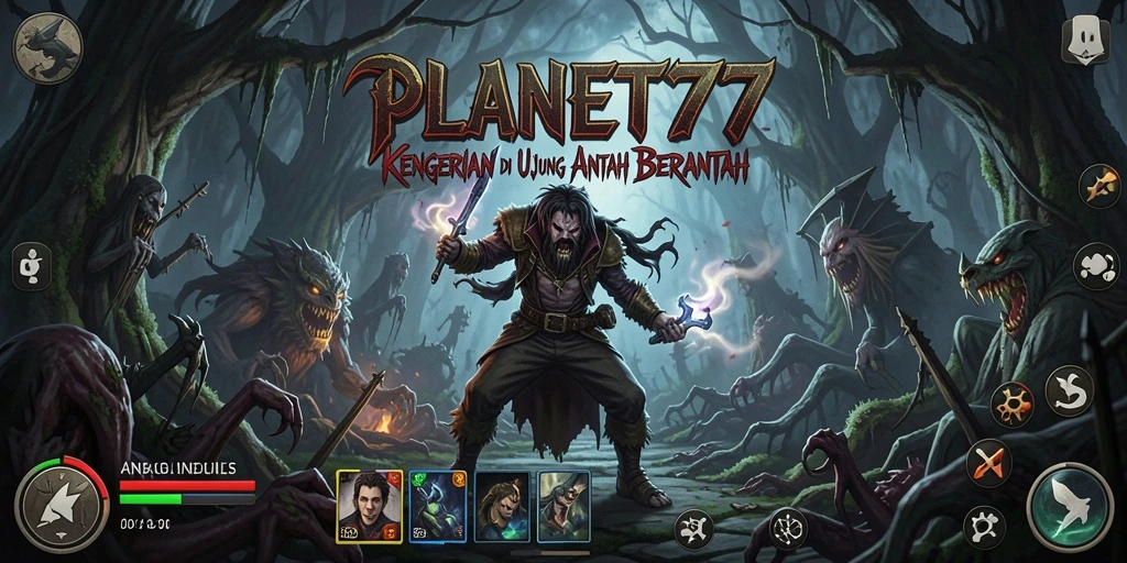 Tampilan gameplay yang menegangkan di dalam kegelapan PLANET77.