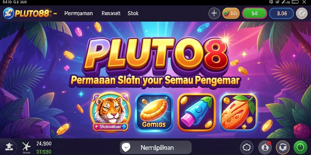 Screenshot utama PLUTO88 menampilkan gameplay seru slot dengan grafis yang menarik.