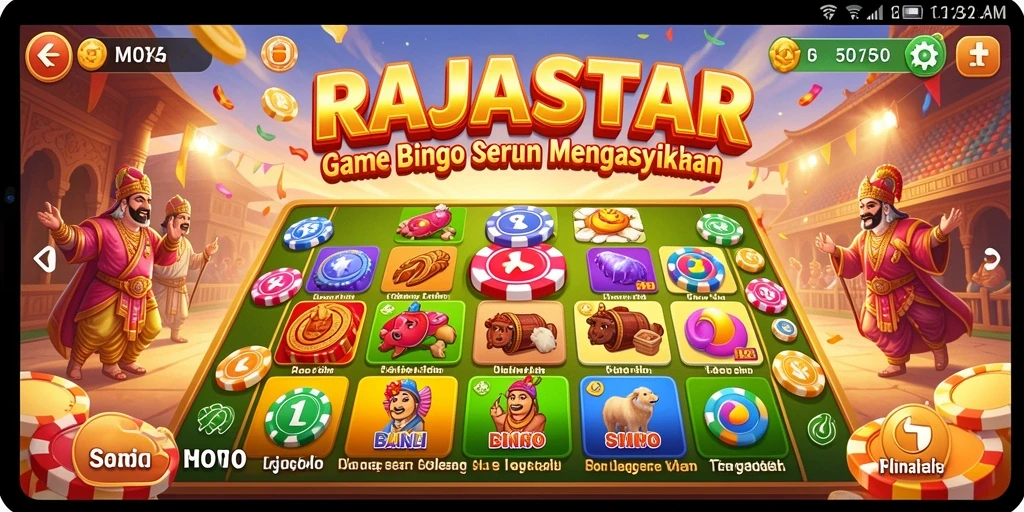 Tampilan gameplay RAJASTAR yang menarik dan penuh warna.