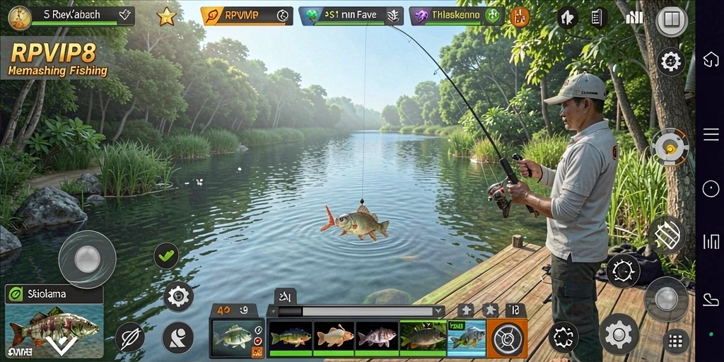 Tangkapan ikan yang besar dalam gameplay RPVIP8 yang mendebarkan.