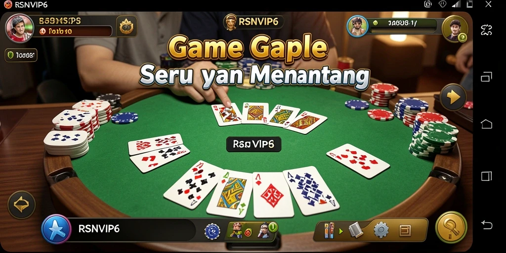 Screenshot gameplay RSNVIP6 menampilkan suasana seru permainan Gaple.
