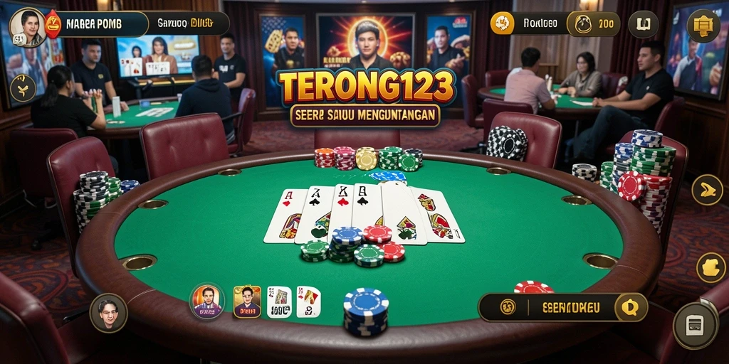 Tampilan gameplay menarik dan mendebarkan dari permainan poker.