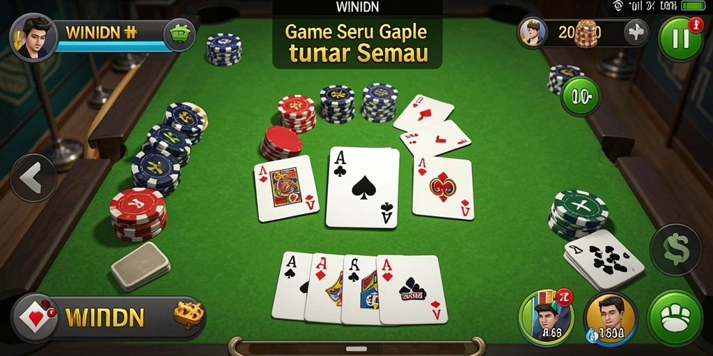 Tampilan utama gameplay Gaple di WINIDN yang menarik.