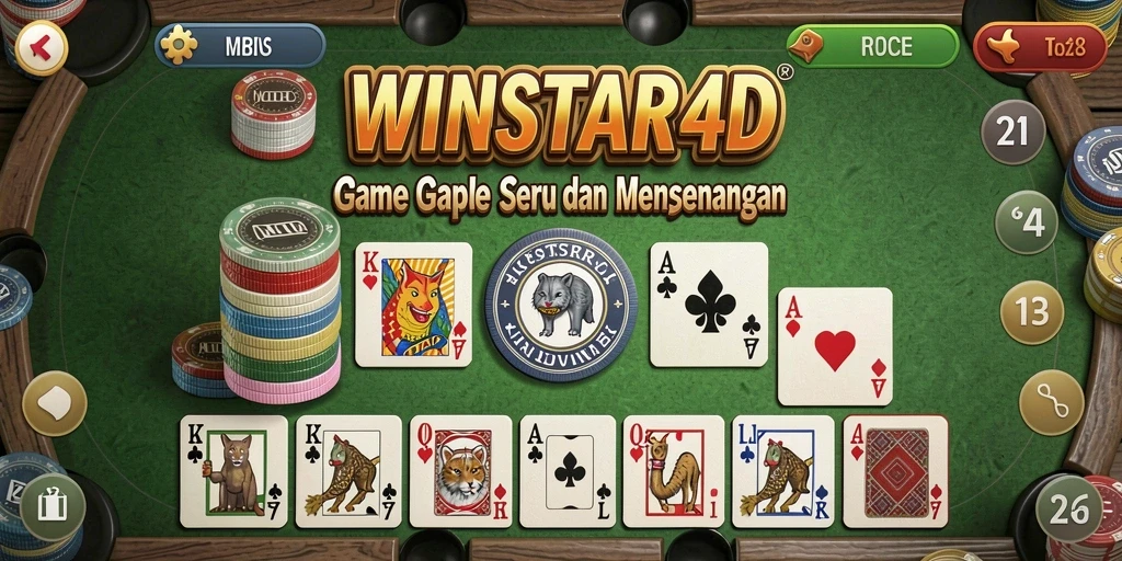 Tampilan gameplay seru WINSTAR4D dalam permainan Gaple.